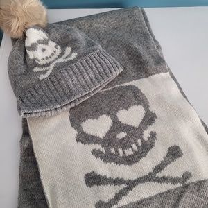 Mark and Graham Skull and Crossbones Knitted Hat and Scarf